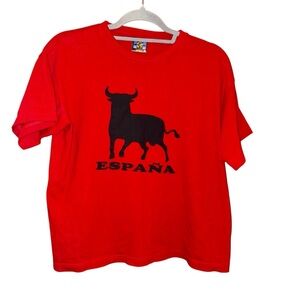 Gold Spain Running Of The Bulls 100% Cotton T-shirt Red España T-Shirt medium